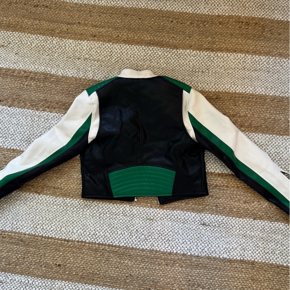 Black and Green Leather Jacket - Picture 3 of 4